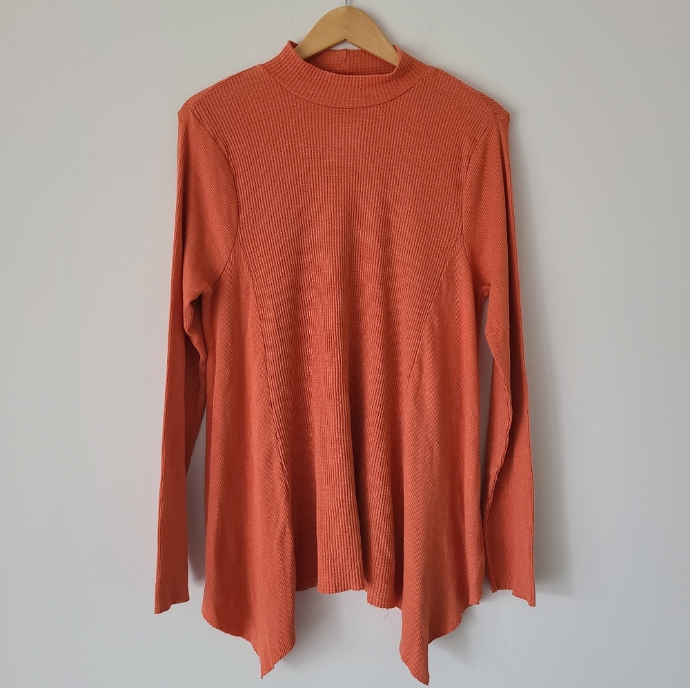 NWT Anthropologie T.La Relaxed Mock-Neck Waffle Top size M